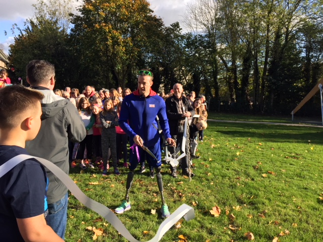 Photo of the playground opening with Richard Whitehead